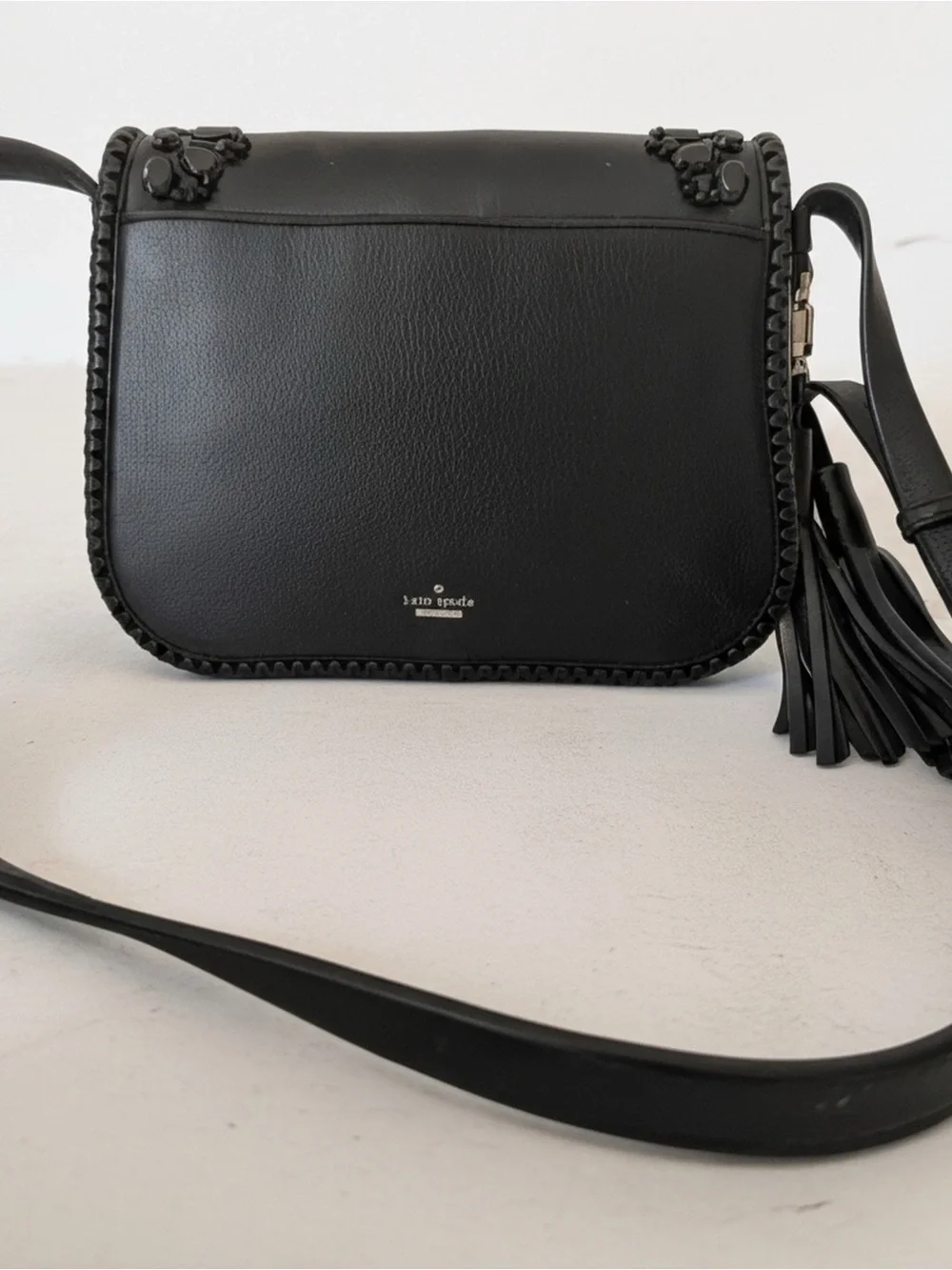Kate Spade Black Embellished Crossbody Bag with Tassels